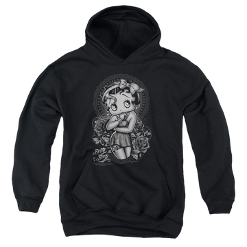 Betty Boop Fashion Roses - Youth Hoodie Youth Hoodie (Ages 8-12) Betty Boop   