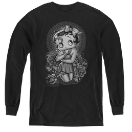 Betty Boop Fashion Roses - Youth Long Sleeve T-Shirt Youth Long Sleeve T-Shirt Betty Boop   
