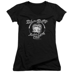 Betty Boop Chromed Logo - Juniors V-Neck T-Shirt Juniors V-Neck T-Shirt Betty Boop   