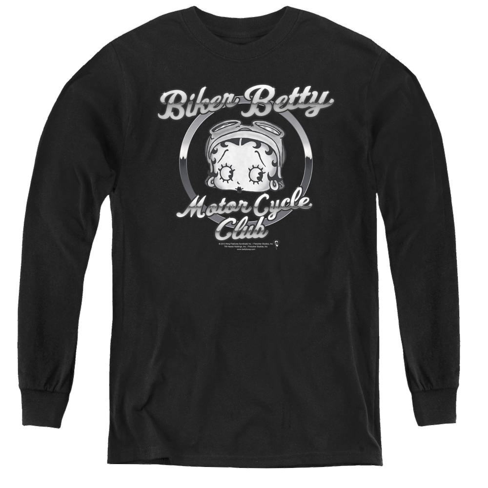 Betty Boop Chromed Logo - Youth Long Sleeve T-Shirt Youth Long Sleeve T-Shirt Betty Boop   