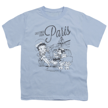 Betty Boop Greetings From Paris - Youth T-Shirt Youth T-Shirt (Ages 8-12) Betty Boop   