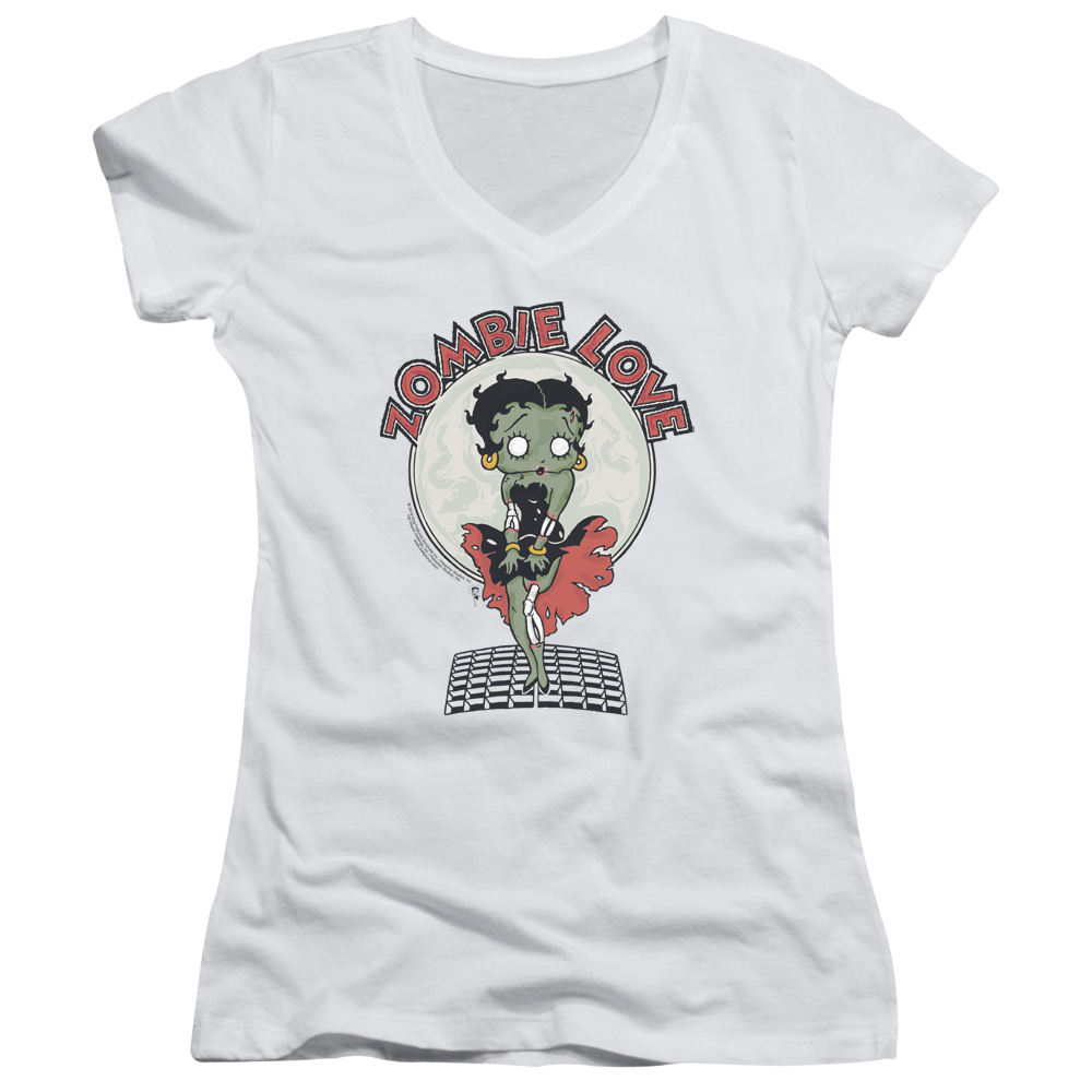 Betty Boop Breezy Zombie Love - Juniors V-Neck T-Shirt Juniors V-Neck T-Shirt Betty Boop   