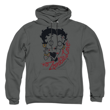 Charcoal pullover hoodie with Betty Boop Classic Zombie graphic