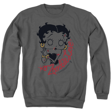 Charcoal men's crewneck sweatshirt with Betty Boop Classic Zombie graphic