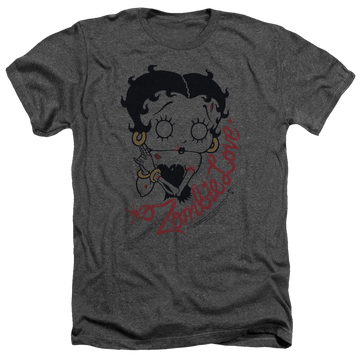 Charcoal men's heather t-shirt with Betty Boop Classic Zombie graphic