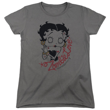 Charcoal women's t-shirt with Betty Boop Classic Zombie graphic