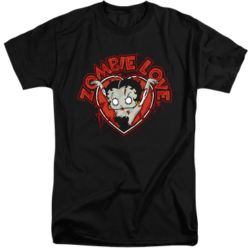 Black men's tall fit t-shirt with Betty Boop Heart You Forever graphic