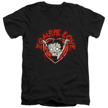 Black men's v-neck t-shirt with Betty Boop Heart You Forever graphic