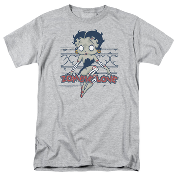Athletic heather men's regular fit t-shirt with Betty Boop Zombie Pinup graphic