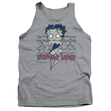 Athletic heather men's tank with Betty Boop Zombie Pinup graphic