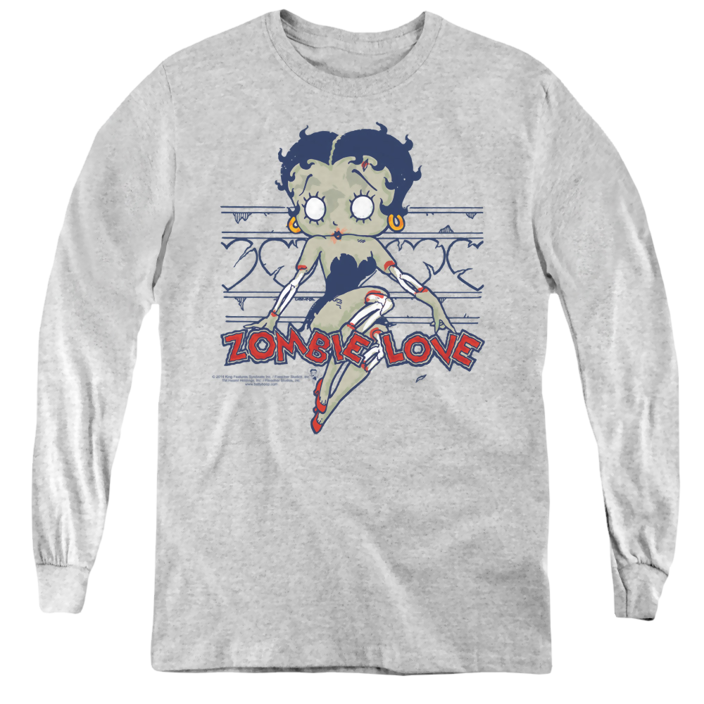 Betty Boop Zombie Pinup - Youth Long Sleeve T-Shirt Youth Long Sleeve T-Shirt Betty Boop   