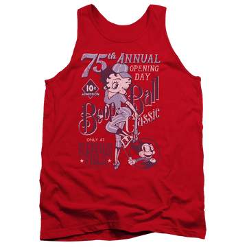Red men's tank with Betty Boop Boop Ball graphic