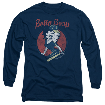 Navy men's long sleeve t-shirt with Betty Boop Team Boop graphic