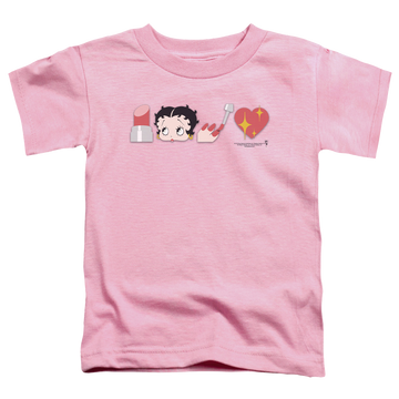 Pink toddler t-shirt with Betty Boop Symbols graphic