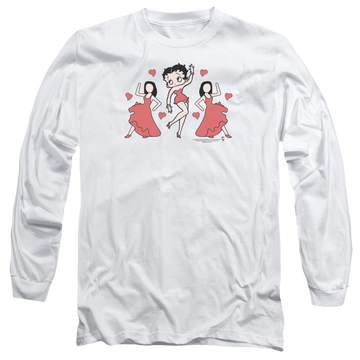 White men's long sleeve t-shirt with Betty Boop Bb Dance graphic