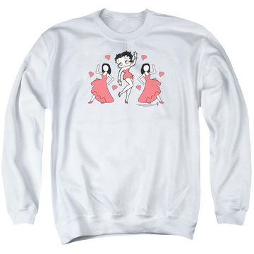 White men's crewneck sweatshirt with Betty Boop Bb Dance graphic