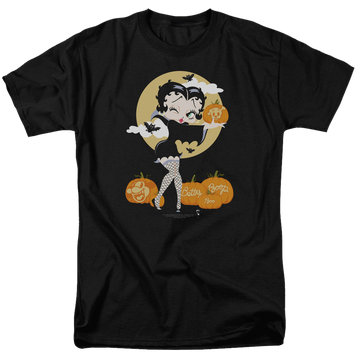 Black men's regular fit t-shirt with Betty Boop Vamp Pumkins graphic