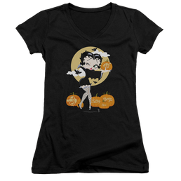 Betty Boop Vamp Pumkins - Juniors V-Neck T-Shirt Juniors V-Neck T-Shirt Betty Boop   