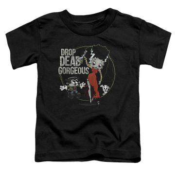 Black toddler t-shirt with Betty Boop Drop Dead Gorgeous graphic