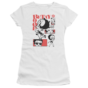 White juniors t-shirt with Betty Boop Stylin Snaps graphic
