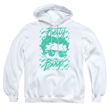 White pullover hoodie with Betty Boop Summer Shades graphic