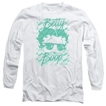 White men's long sleeve t-shirt with Betty Boop Summer Shades graphic