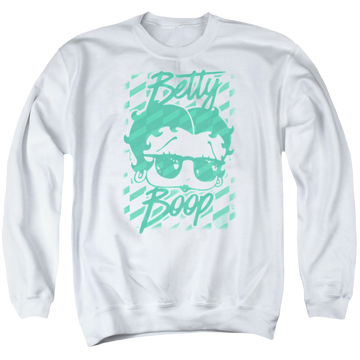 White men's crewneck sweatshirt with Betty Boop Summer Shades graphic