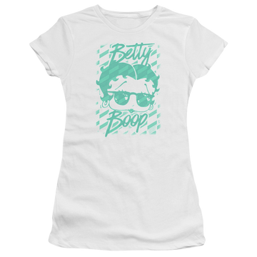 White juniors t-shirt with Betty Boop Summer Shades graphic