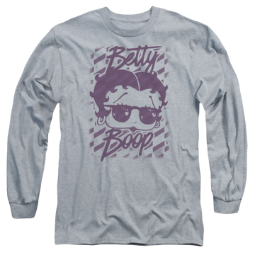 Athletic heather men's long sleeve t-shirt with Betty Boop Summer Shades graphic