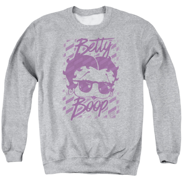 Athletic heather men's crewneck sweatshirt with Betty Boop Summer Shades graphic