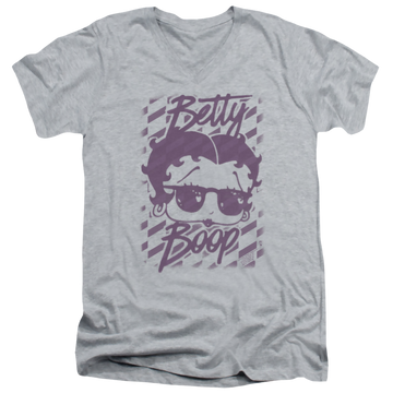Athletic heather men's v-neck t-shirt with Betty Boop Summer Shades graphic
