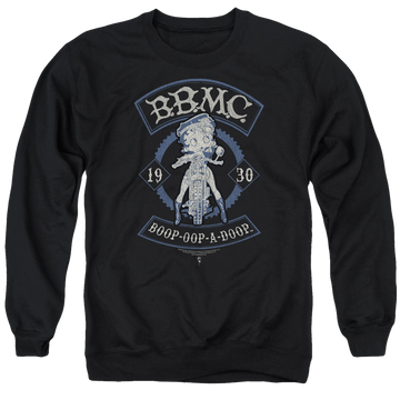 Black men's crewneck sweatshirt with Betty Boop B.B.M.C. graphic