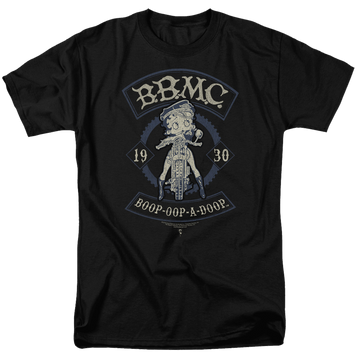 Black men's regular fit t-shirt with Betty Boop B.b.m.c. graphic