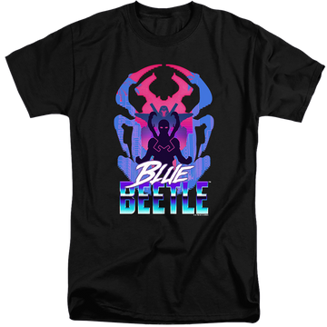 Black men's tall fit t-shirt with BLUE BEETLE (2023) Silhouette graphic