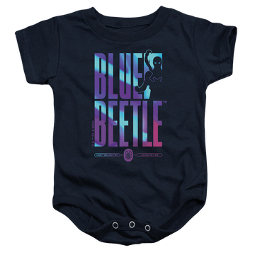 Navy baby bodysuit with BLUE BEETLE (2023) Hero Host graphic