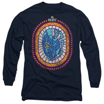 Navy men's long sleeve t-shirt with BLUE BEETLE (2023) Reyes Courage graphic