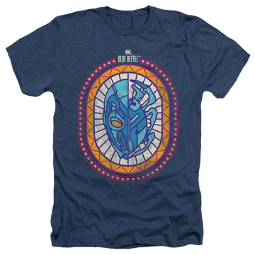 Navy men's heather t-shirt with BLUE BEETLE (2023) Reyes Courage graphic
