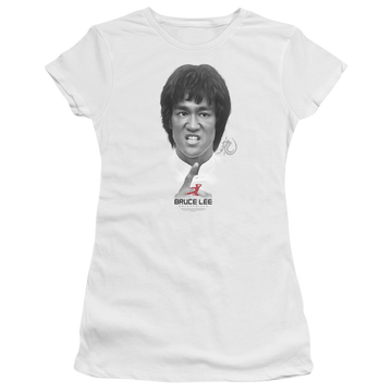 White juniors t-shirt with Bruce Lee Self Help graphic