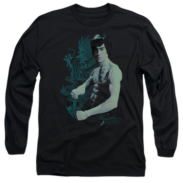 Black men's long sleeve t-shirt with Bruce Lee Feel graphic