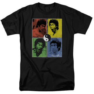 Black men's regular fit t-shirt with Bruce Lee Enter Color Block graphic