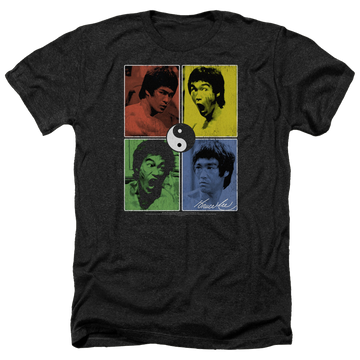 Charcoal men's heather t-shirt with Bruce Lee Enter Color Block graphic