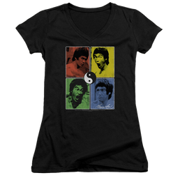 Bruce Lee Enter Color Block - Juniors V-Neck T-Shirt Juniors V-Neck T-Shirt Bruce Lee   