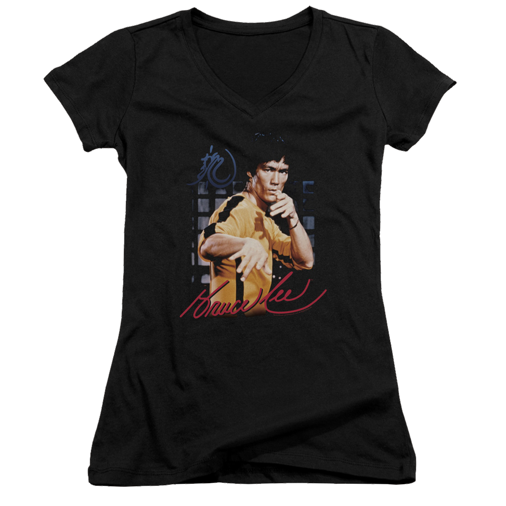 Bruce Lee Yellow Jumpsuit - Juniors V-Neck T-Shirt Juniors V-Neck T-Shirt Bruce Lee   