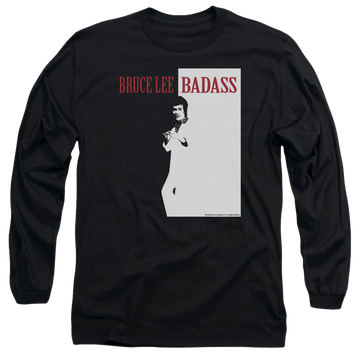 Black men's long sleeve t-shirt with Bruce Lee Badass graphic