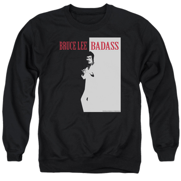 Black men's crewneck sweatshirt with Bruce Lee Badass graphic