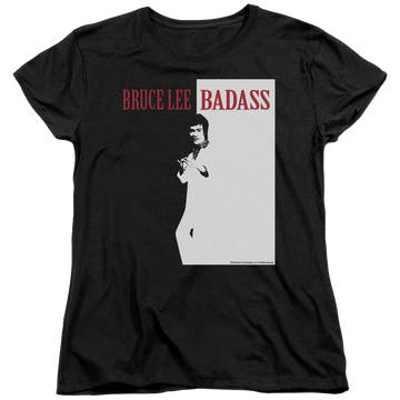Black women's t-shirt with Bruce Lee Badass graphic