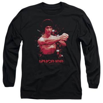 Black men's long sleeve t-shirt with Bruce Lee The Shattering Fist graphic