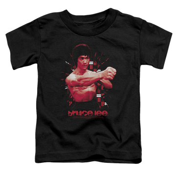 Black toddler t-shirt with Bruce Lee The Shattering Fist graphic