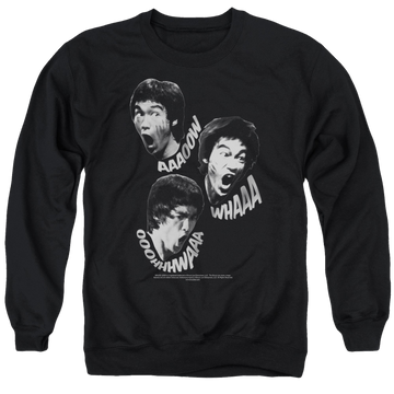 Black men's crewneck sweatshirt with Bruce Lee Sounds Of The Dragon graphic