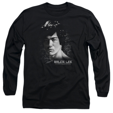 Black men's long sleeve t-shirt with Bruce Lee In Your Face graphic